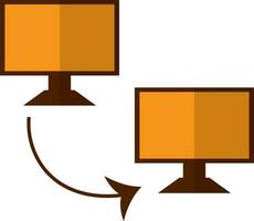 datos transferir en naranja y marrón computadora. vector