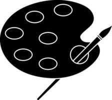 Painting plate with brush in Black and white color. vector