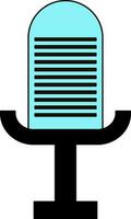 Black and blue microphone in flat style. vector