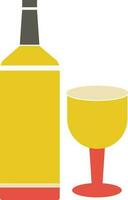 Colorful icon of Bottle and glass for Food and Drink concept. vector