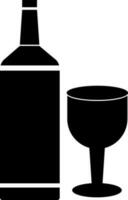 Black and White icon of Bottle and glass for Food and Drink concept. vector