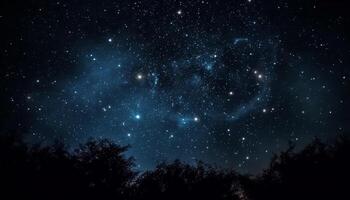 Milky Way galaxy illuminates the night sky in deep space generated by AI photo