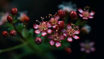 un macro Disparo de un púrpura flor silvestre en lleno floración generado por ai foto