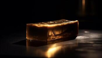 A decadent slice of homemade fudge, a French indulgence generated by AI photo