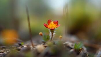 The delicate pink daisy in the meadow glistens with dew generated by AI photo