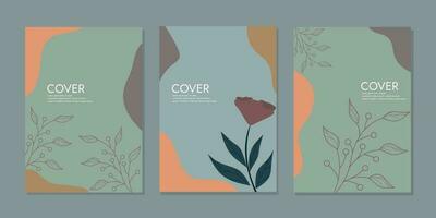 Nature theme book cover design. hand drawn botanical background. A4 size For notebooks, books, brochures, annuals, planners, , catalogs vector