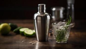 un refrescante mojito con Fresco menta, Lima, y hielo generado por ai foto