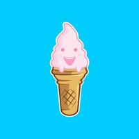 cute ice cream cartoon vector illustration