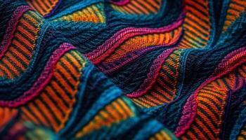 Indigenous culture inspires vibrant striped cashmere with textured embroidery pattern generated by AI photo