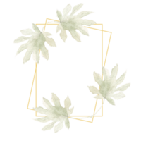 Gold Frame With Tropical Watercolor Leaves png