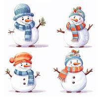 , Snowman winter concept. The friendly snowman in the clipart brings a fun and lighthearted vibe to the presentation, making everyone smile and creating a comic atmosphere that adds joy. photo