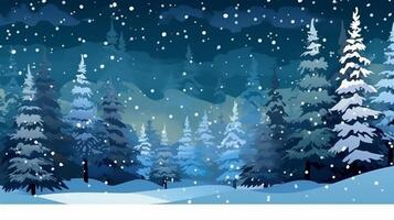 Winter, festive, Christmas background. In a whimsical vintage illustration, a merry scene unfolded at home on a magical winter night, with snowflakes swirling in the air. photo