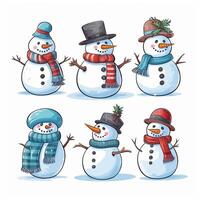 , Snowman winter concept. The friendly snowman in the clipart brings a fun and lighthearted vibe to the presentation, making everyone smile and creating a comic atmosphere that adds joy. photo