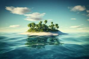 un pequeño isla con un palma árbol paisaje ai generativo foto