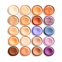 Cosmetics. Pigments for make-up, eyes, lips, face and body. Brilliant radiant, scattered multicolored powders Generative Ai png