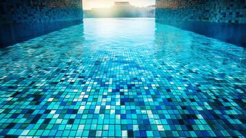 swimming pool tiles with water reflection photo