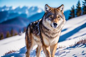 un hermoso lobo. guardianes de el desierto. explorador el reino de Lobos. generativo ai foto