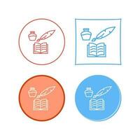 Unique Quill and Book Vector Icon