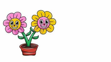 Illustration Aufnahmen von Zwilling Sonnenblumen im ein Topf video