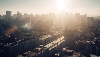 Beijing modern skyline illuminated by sunset sunlight generated by AI photo