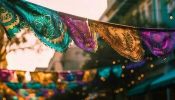 vibrante colores iluminar tradicional festival celebracion al aire libre generado por ai foto