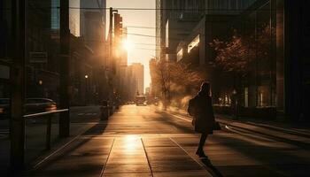 City life at dusk, a blur of motion generated by AI photo