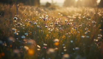 Vibrant daisy blossom in fresh summer meadow generated by AI photo