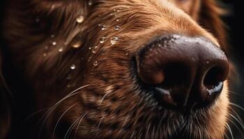 Cute puppy wet nose sniffs nature scents generated by AI photo