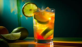 Fresh citrus mojito, perfect for summer parties generated by AI photo