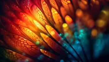 Glowing multi colored leaf decoration in abstract design generated by AI photo