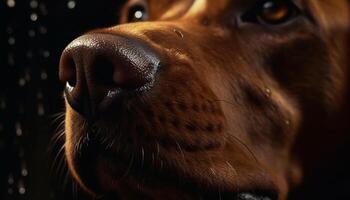 Cute puppy looking at camera, wet nose generated by AI photo