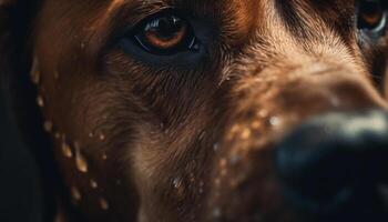 Cute purebred puppy looking at camera indoors generated by AI photo