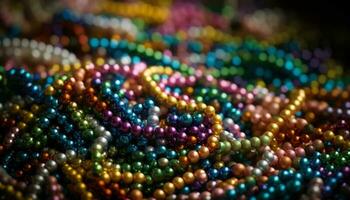 Vibrant colors, glowing jewelry, abundant decoration heap generated by AI photo