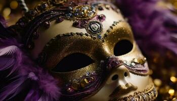 Ornate masquerade mask adds elegance to celebration generated by AI photo