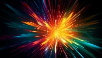 Glowing multi colored celebration igniting firework display in space generated by AI photo