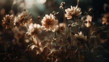 Softness of daisy in tranquil meadow landscape generated by AI photo