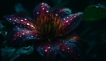 Vibrant gerbera daisy in wet green grass generated by AI photo