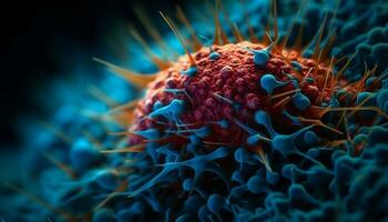 molecular estructura de cáncer células debajo aumento generado por ai foto