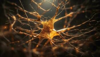 Nerve cells connect, communicate Alzheimer disrupts synapses generated by AI photo