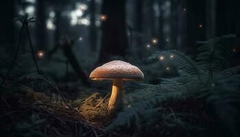 Fresh toadstool cap, nature edible artwork generated by AI photo