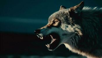gris lobo clamoroso en el ártico invierno generado por ai foto