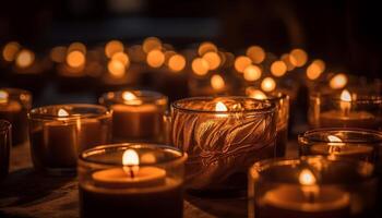 luz de una vela brilla en tranquilo celebracion de espiritualidad generado por ai foto