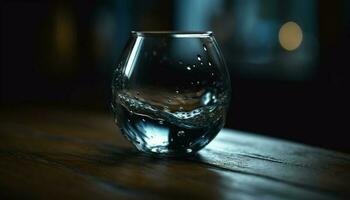 whisky vertido en cristal vaso en mesa generado por ai foto