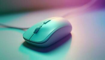 brillante azul computadora ratón para moderno negocio generado por ai foto