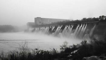 hidroeléctrico poder estación genera electricidad utilizando agua fluir generado por ai foto