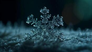 brillante copo de nieve congelado en tiempo, celebracion definido generado por ai foto