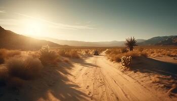 Driving through arid Africa, exploring wilderness beauty generated by AI photo