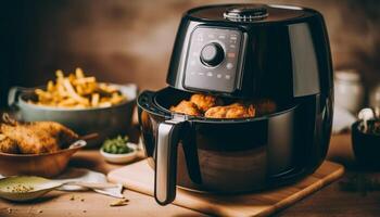 Fresh bread, hot coffee rustic homemade meal generated by AI photo