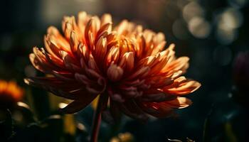 vibrante flor cabeza brilla en luz de sol calor generado por ai foto