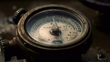 Antique gauge wheel measures industry temperature accuracy generated by AI photo